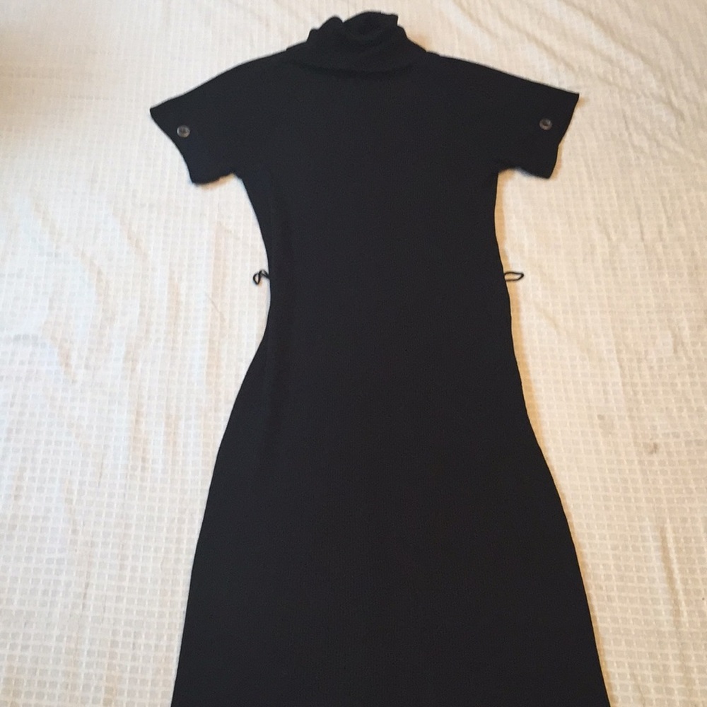 Ashley Stewart black knit turtleneck dress L